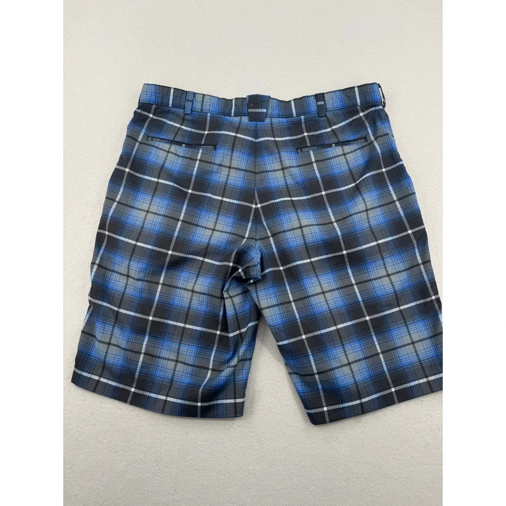 Nike Golf Dri-FIT Plaid Shorts Mens 38 Blue/Black Plaid Checkered Performance